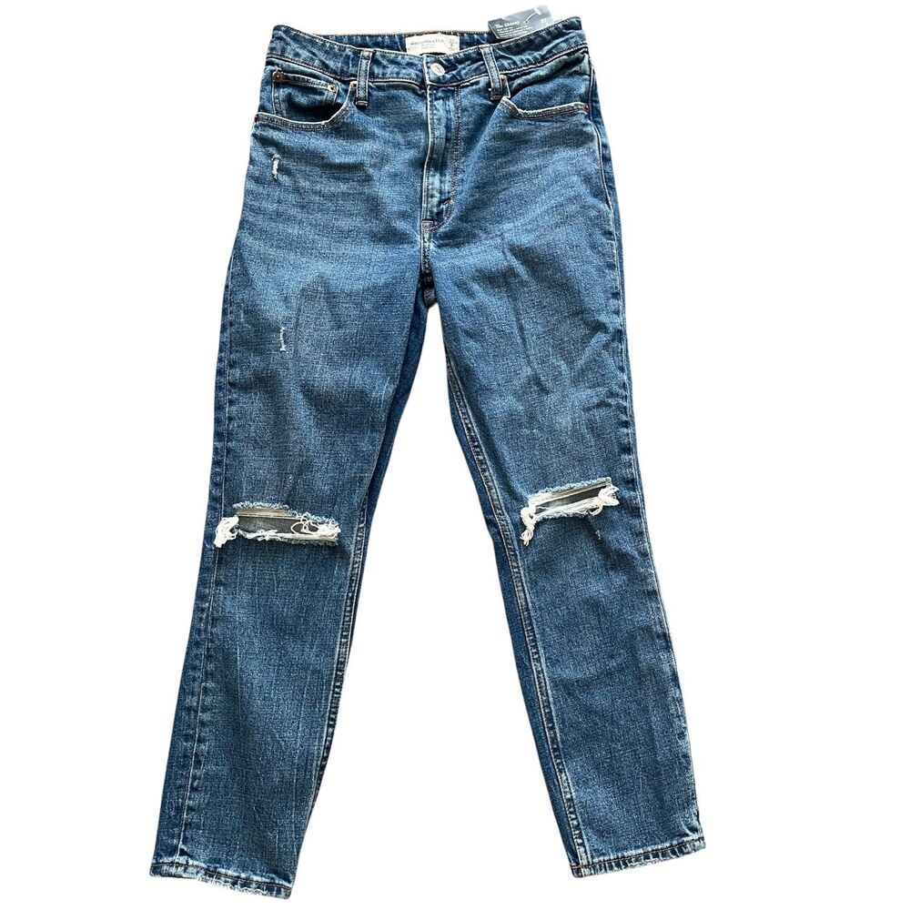 Abercrombie NWT The Skinny High Rise Curve Love Sz 27 4S Jeans Denim Distressed